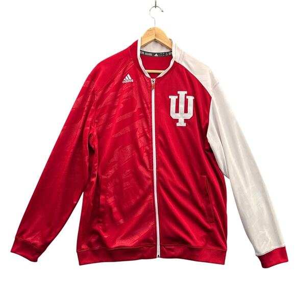 Adidas Indiana Hoosiers On Court Warm Up Red White Zip Up Jacket Men Large - Picture 1 of 9